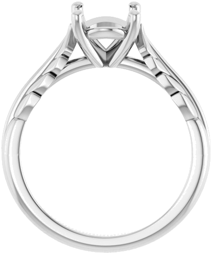 Sužadėtuvių Žiedas „Solitaire Leaf“ 14k white gold Oval 9mm x 7mm (2)
