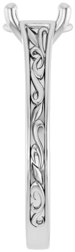 Sužadėtuvių Žiedas „Solitaire Scroll“ 14k white gold Oval 9mm x 7mm (4)