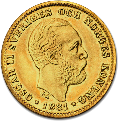 5 kronor Oscar II (1881-1899) Sweden gold coin (1)