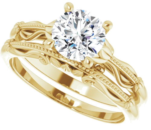 Sužadėtuvių Žiedas „Solitaire Sculptural“ 14k yellow gold Round 6.5mm (10)