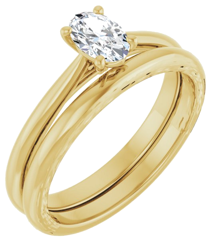 14K Yellow 6x4 mm Oval Solitaire Engagement Ring Mounting (6)