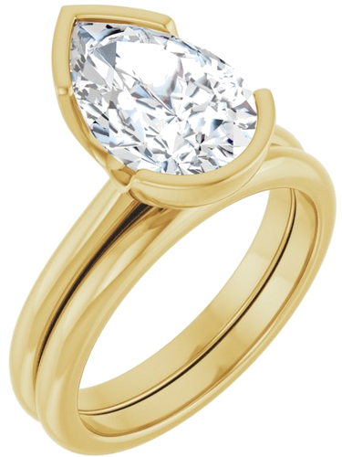 Sužadėtuvių Žiedas „Half-Bezel“ 14k yellow gold Pear 12mm x 8mm (6)