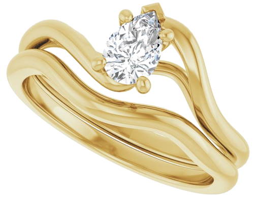 Sužadėtuvių Žiedas „Bypass“ 14k yellow gold Pear 6mm x 4mm (10)