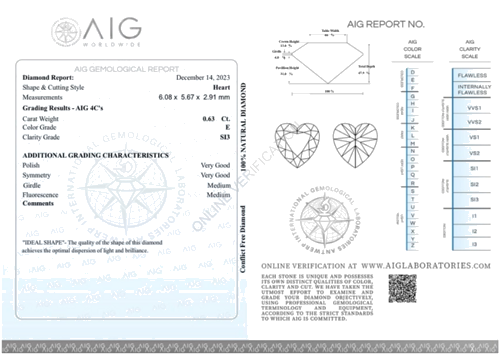 0.63 carat E-SI3 Heart shape Natūralus Deimantas (2)