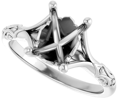 Sužadėtuvių Žiedas „Solitaire Sculptural“ 14k white gold Emerald 8mm x 6mm (5)