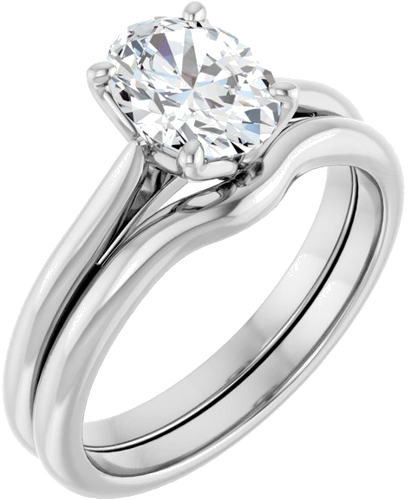 Sužadėtuvių Žiedas „Solitaire“ 585 Baltojo Aukso Oval 8mm x 6mm (6)