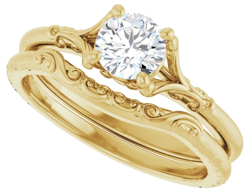 Sužadėtuvių Žiedas „Solitaire“ 14k yellow gold Round 5.2mm (10)