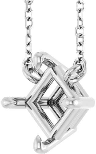Pakabukas „Solitaire Claw-Prong“ 14k white gold Square 6mm (2)