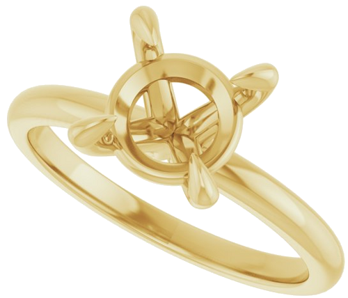 14K Yellow  8 mm Round Solitaire Engagement Ring Mounting (5)