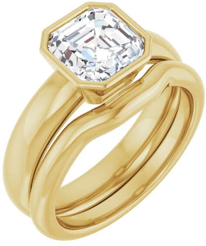 Sužadėtuvių Žiedas „Bezel-Set Solitaire“ 14k yellow gold Asscher 7mm (6)