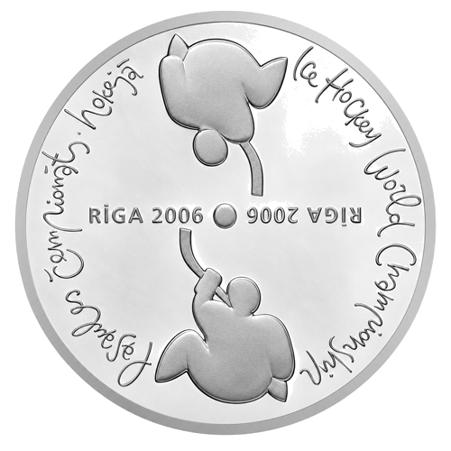1 Lats 2006 Ice Hockey World Championship Latvia Silver Coin (1)