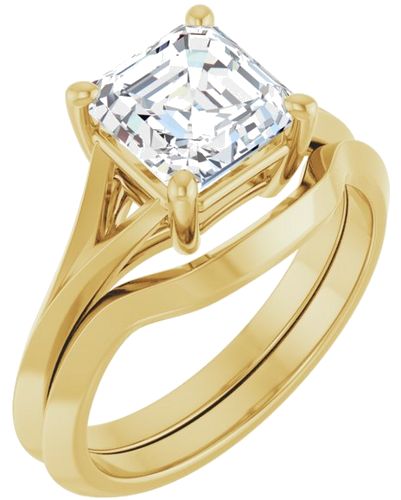 Sužadėtuvių Žiedas „Solitaire Split Shank“ 14k yellow gold Asscher 7mm (6)