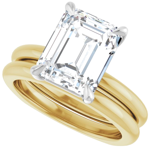 Sužadėtuvių Žiedas „Claw-Prong Euro Shank“ 14k yellow/white gold Emerald 10mm x 8mm (10)