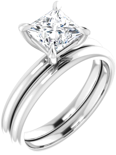 14K White  6x6 mm Square Solitaire Engagement Ring Mounting (6)