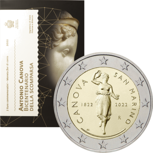 2022 Сан-Марино Антонио Канова монета 2 евро BU в карточке (6)