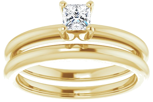 14K Yellow  3.5 mm Square Solitaire Engagement Ring Mounting (8)