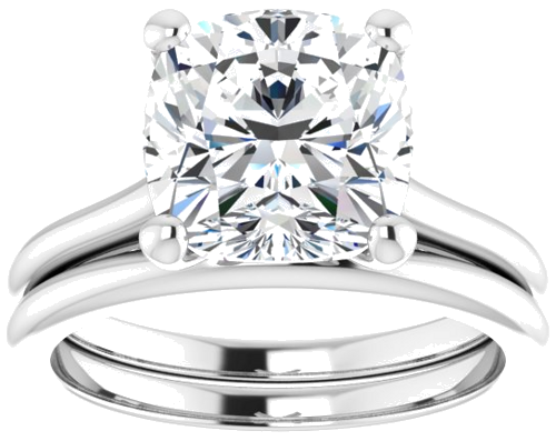 14K White 9 mm Cushion Solitaire Engagement Ring Mounting (8)