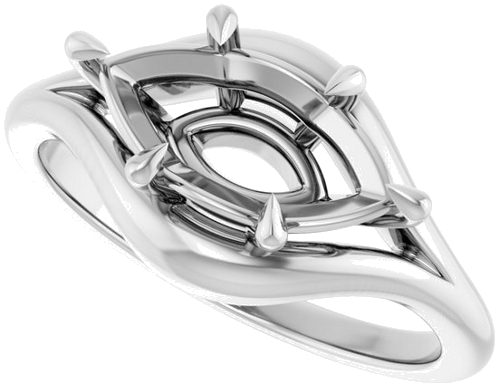 Sužadėtuvių Žiedas „Claw-Prong Solitaire“ 14k white gold Marquise 12mm x 6mm (5)