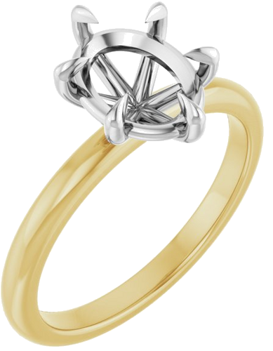 Sužadėtuvių Žiedas „Claw-Prong“ 14k yellow/white gold Oval 9mm x 7mm (1)