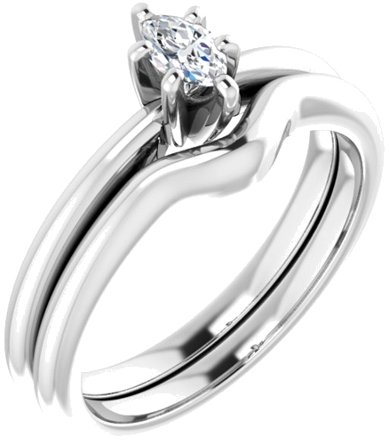 Sužadėtuvių Žiedas „Solitaire“ 417 Baltojo Aukso Marquise 5mm x 3mm (6)