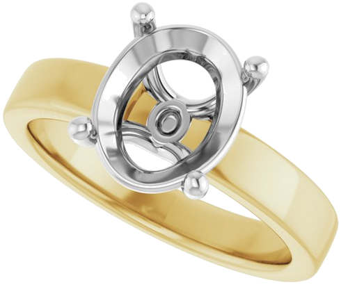 Sužadėtuvių Žiedas „Solitaire“ 14k yellow/white gold Oval 10mm x 8mm (5)