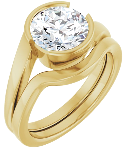 Sužadėtuvių Žiedas „Half-Bezel Solitaire“ 14k yellow gold Round 8.2mm (6)