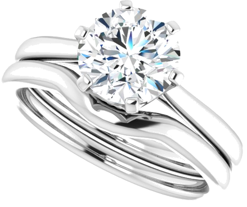 14K White 7.4 mm Round Engagement Ring Mounting (10)