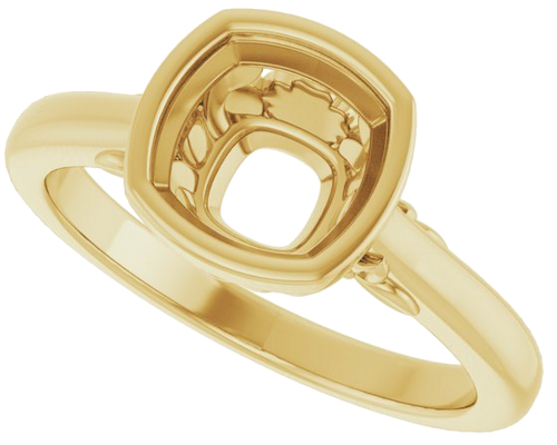 Sužadėtuvių Žiedas „Bezel-Set“ 14k yellow gold Cushion 7mm (5)