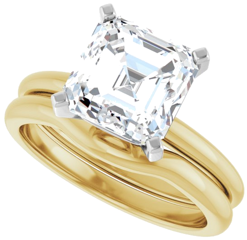 Sužadėtuvių Žiedas 14k yellow/white gold Asscher 8mm (10)
