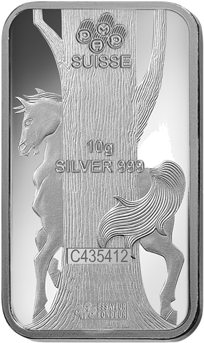 10 g kolekcionējams investīciju sudraba stienis 2014 Zirga gads Lunar PAMP (4)