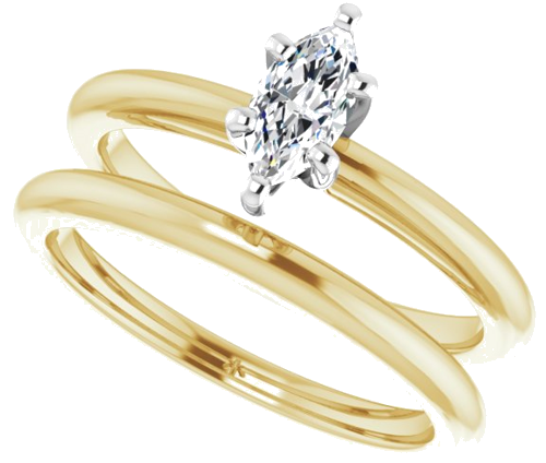 14K Yellow   White  7x3.5 mm Marquise Solitaire Engagement Ring Mounting (10)
