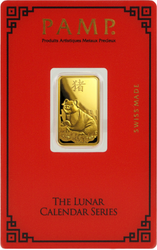 5 g Investīciju zelta stienis 2019 Cūkas gads PAMP (2)