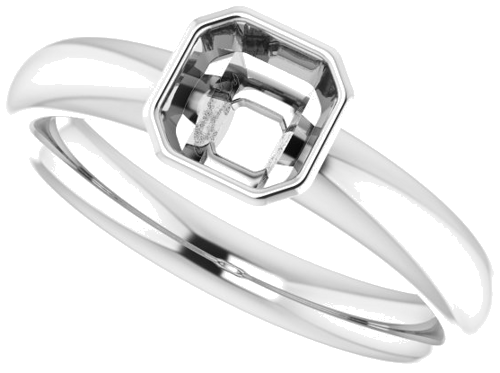 Sužadėtuvių Žiedas „Bezel-Set Solitaire“ 925 Sidabro Asscher 5mm (5)