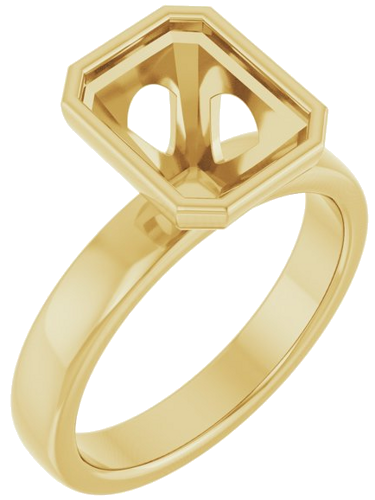 Sužadėtuvių Žiedas „Bezel-Set Solitaire“ 14k yellow gold Emerald 9mm x 7mm (1)