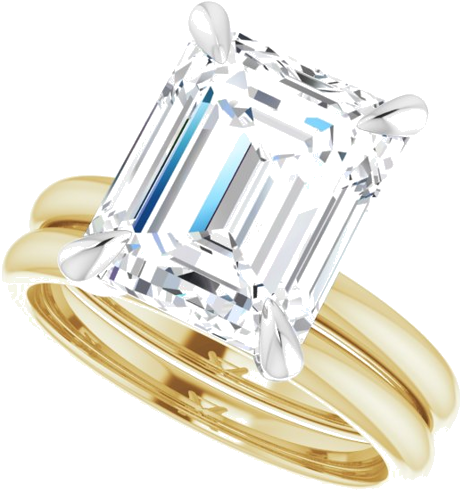 14K Yellow White 11 x 9 mm Emerald Engagement Ring Mounting (10)