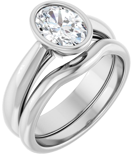 Sužadėtuvių Žiedas „Bezel-Set Solitaire“ 14k white gold Oval 8mm x 6mm (6)