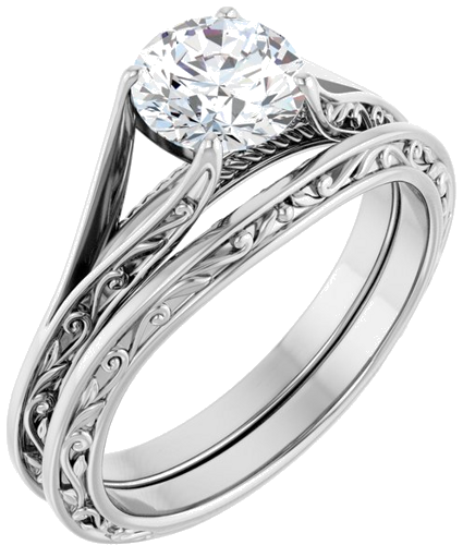 14K White 6.5 mm Round Engagement Ring Mounting (6)