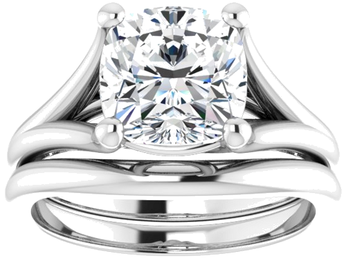 Sužadėtuvių Žiedas „Solitaire“ 14k white gold Cushion 8mm (8)