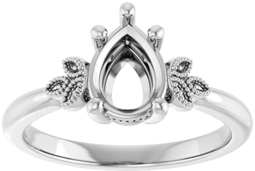 Sužadėtuvių Žiedas „Solitaire“ 14k white gold Pear 8mm x 6mm (3)
