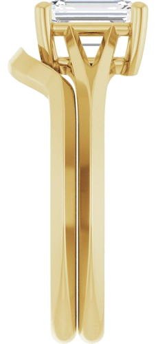 Sužadėtuvių Žiedas „Solitaire Split Shank“ 10k yellow gold Emerald 7mm x 5mm (9)