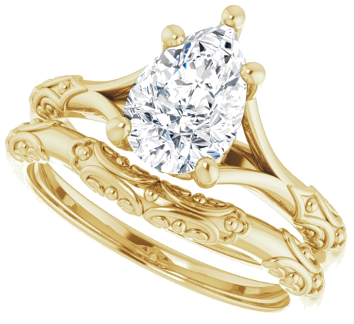 Sužadėtuvių Žiedas „Solitaire Sculptural“ 14k yellow gold Pear 9mm x 6mm (10)