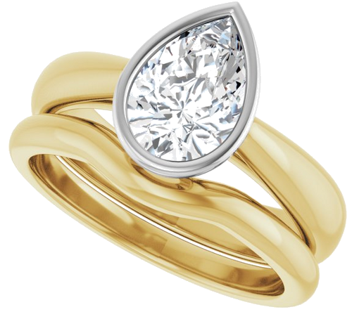 Sužadėtuvių Žiedas „Bezel-Set Solitaire“ 14k yellow/white gold Pear 9mm x 6mm (10)