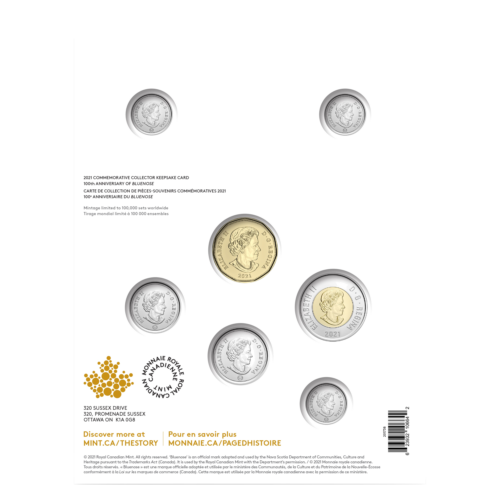 2021 Kanādas kuģu Bluenose Dollar BU monētu komplekts (3)