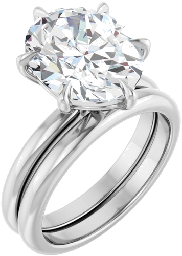 Sužadėtuvių Žiedas „Solitaire“ 14k white gold Oval 12mm x 10mm (6)