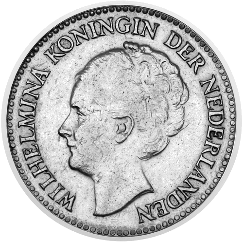 1/2 гульдена Вильгельмина (1921–1930) Нидерланды серебряная монета (1)