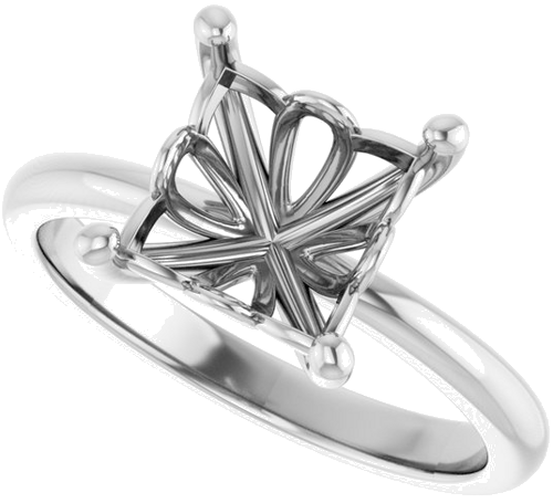 Sužadėtuvių Žiedas 10k white gold Square 7.5mm (5)