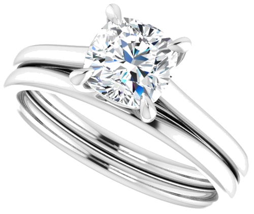 Sužadėtuvių Žiedas „Claw-Prong Solitaire“ 14k white gold Cushion 6mm (10)