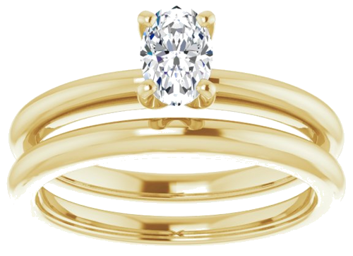 Sužadėtuvių Žiedas „Solitaire“ 585 Geltonojo Aukso Oval 6mm x 4mm (8)