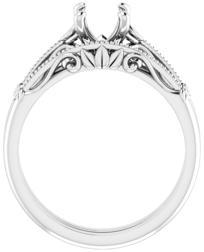 14K White 7x5 mm Emerald Sculptural-Inspired Engagement Ring Mounting (7)