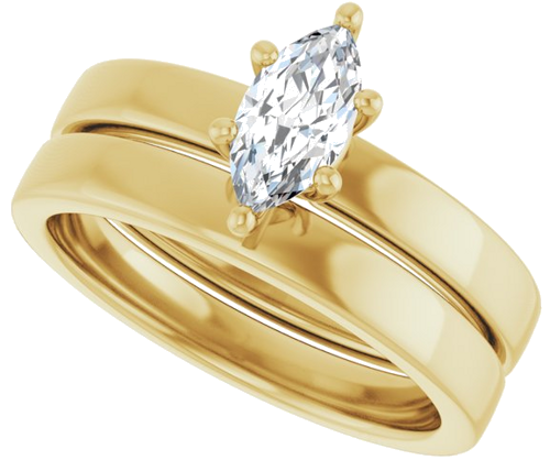 Sužadėtuvių Žiedas „Solitaire“ 585 Geltonojo Aukso Marquise 8mm x 4mm (10)